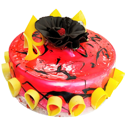 "Designer Round shape Gel Choco Garnish Cake -1 Kg - Click here to View more details about this Product